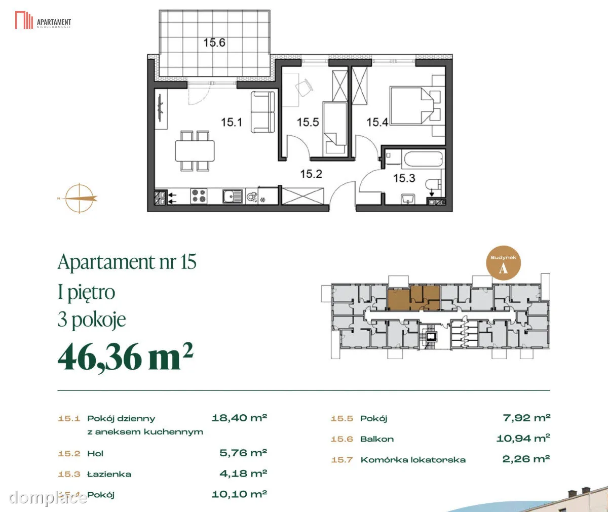 46,36 mkw, 3 pokoje, balkon, 1. piętro – Rypin — zdjęcie 5
