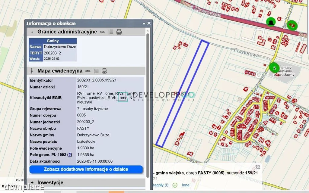 Działka z WZ na 18 domów