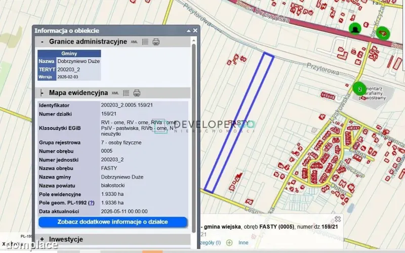 Działka z WZ na 18 domów