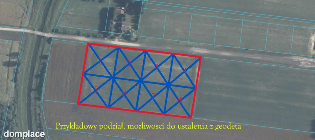 Duża działka jezioro Krasne (podział na 8 działek)