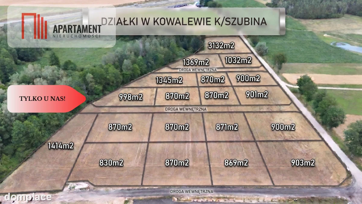*Działki 830- 3132m2 Kowalewo Szubin ŚCIANA LASU
