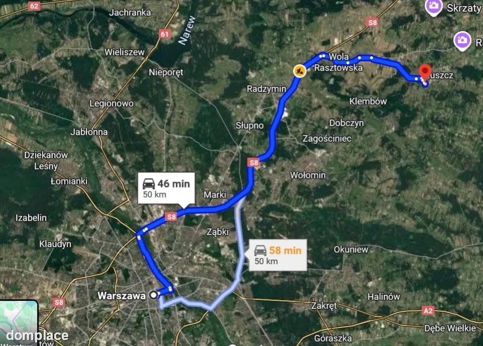 Siedlisko nad rzeką 50 km od Warszawy