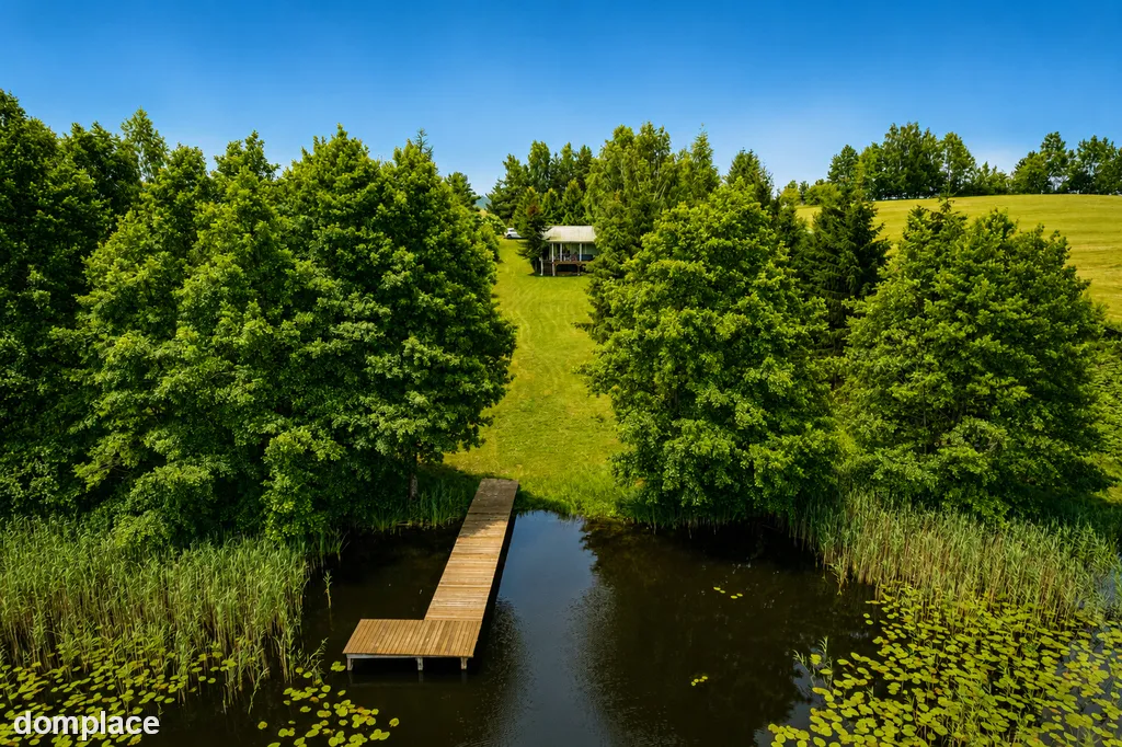 Uroczy dom z linią brzegową i nowym pomostem