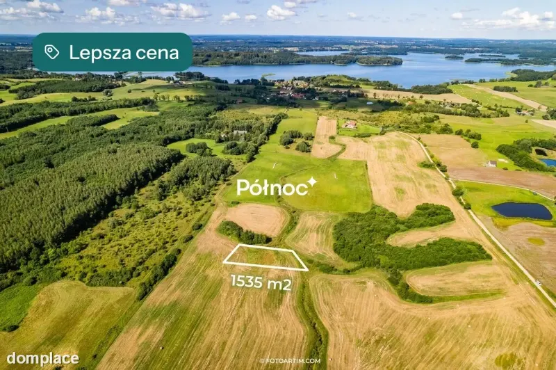 Działka z plażą nad jeziorem Narie