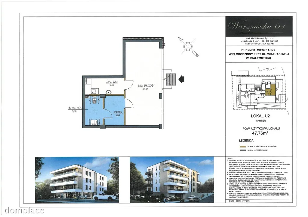 Lokal w kameralnym bloku - 47,76m2