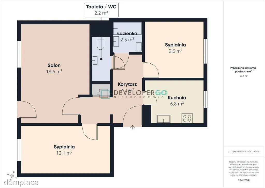3 oddzielne pokoje, 60 m2 | 1. piętro z windą — zdjęcie 15