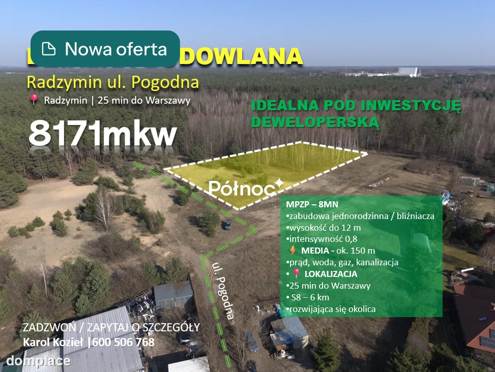 Działka 8171 m² | MPZP - zabudowa jednorodzinna
