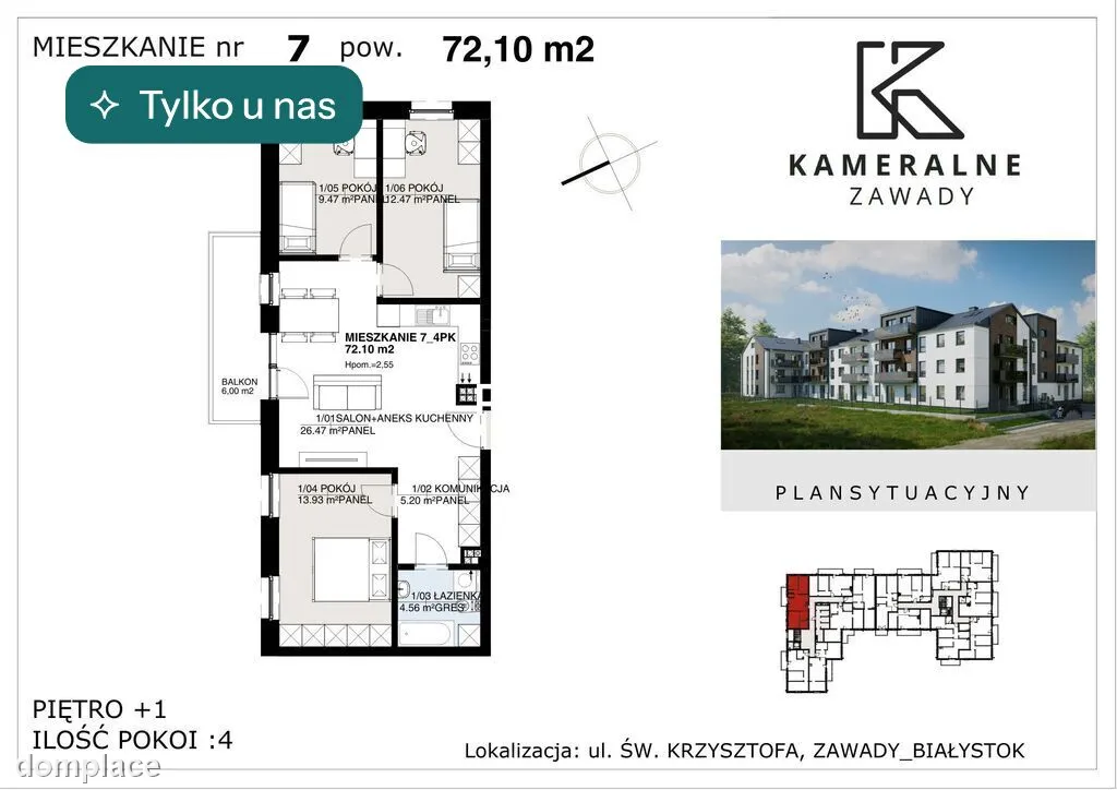Kameralne Zawady - 72,10m2, I Piętro