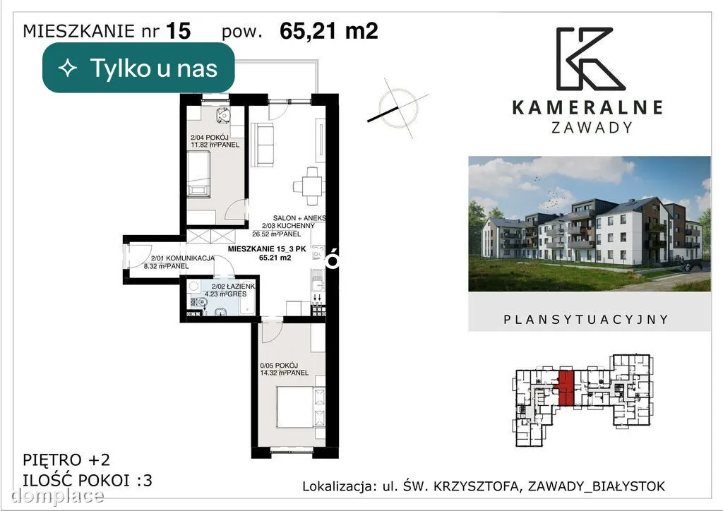 Kameralne Zawady - 65,21m2 - II PIĘTRO