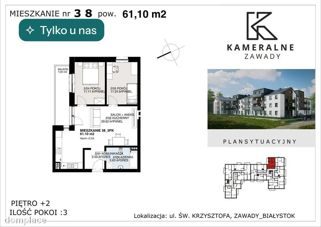 Kameralne Zawady - 61,10m2, II Piętro