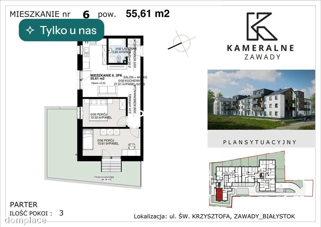 Kameralne Zawady - 55,61m2 z ogródkiem