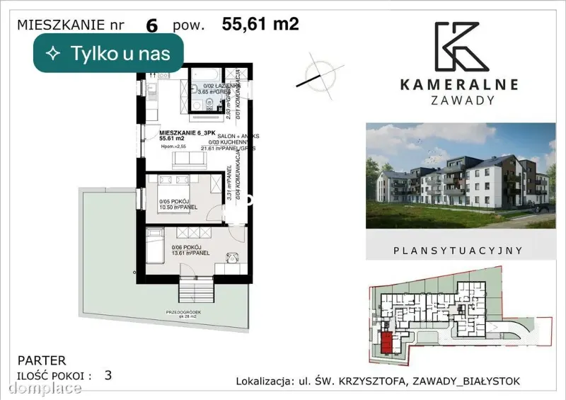 Kameralne Zawady - 55,61m2 z ogródkiem