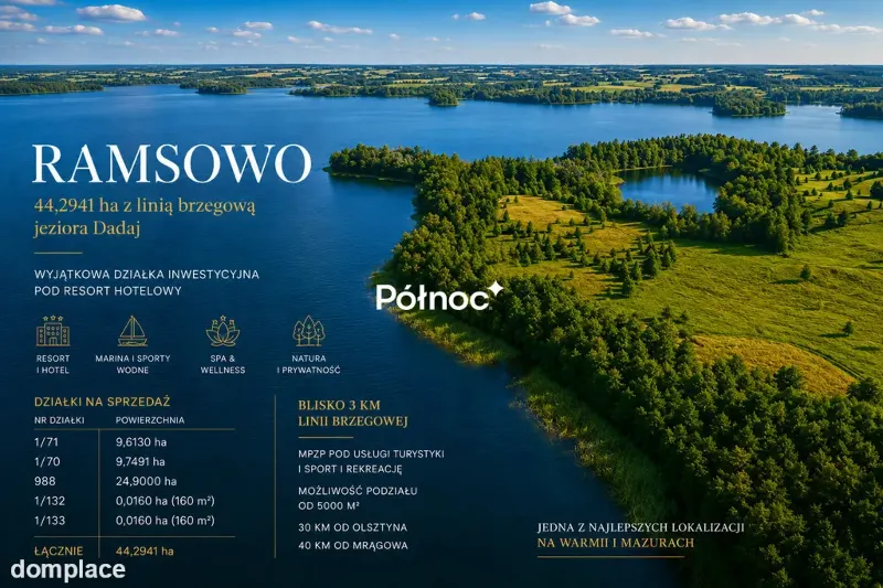 44,29 ha | 3 km linii brzegowej |MPZP|Resort Hotel