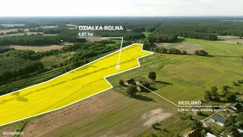 Siedlisko 5,17 ha z ceglaną stodołą — Pawłów, gm. Sośnie