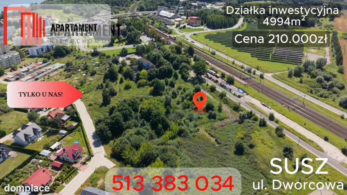 Działka inwestycyjna 5 001 m² w Suszu