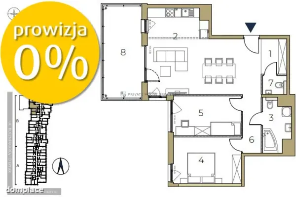 3 pokoje, 75 m², 6. piętro, Kraków Wybickiego — zdjęcie 5