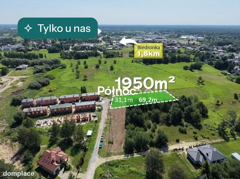 1950 m² pod niewielką inwestycję deweloperską lub usługi.